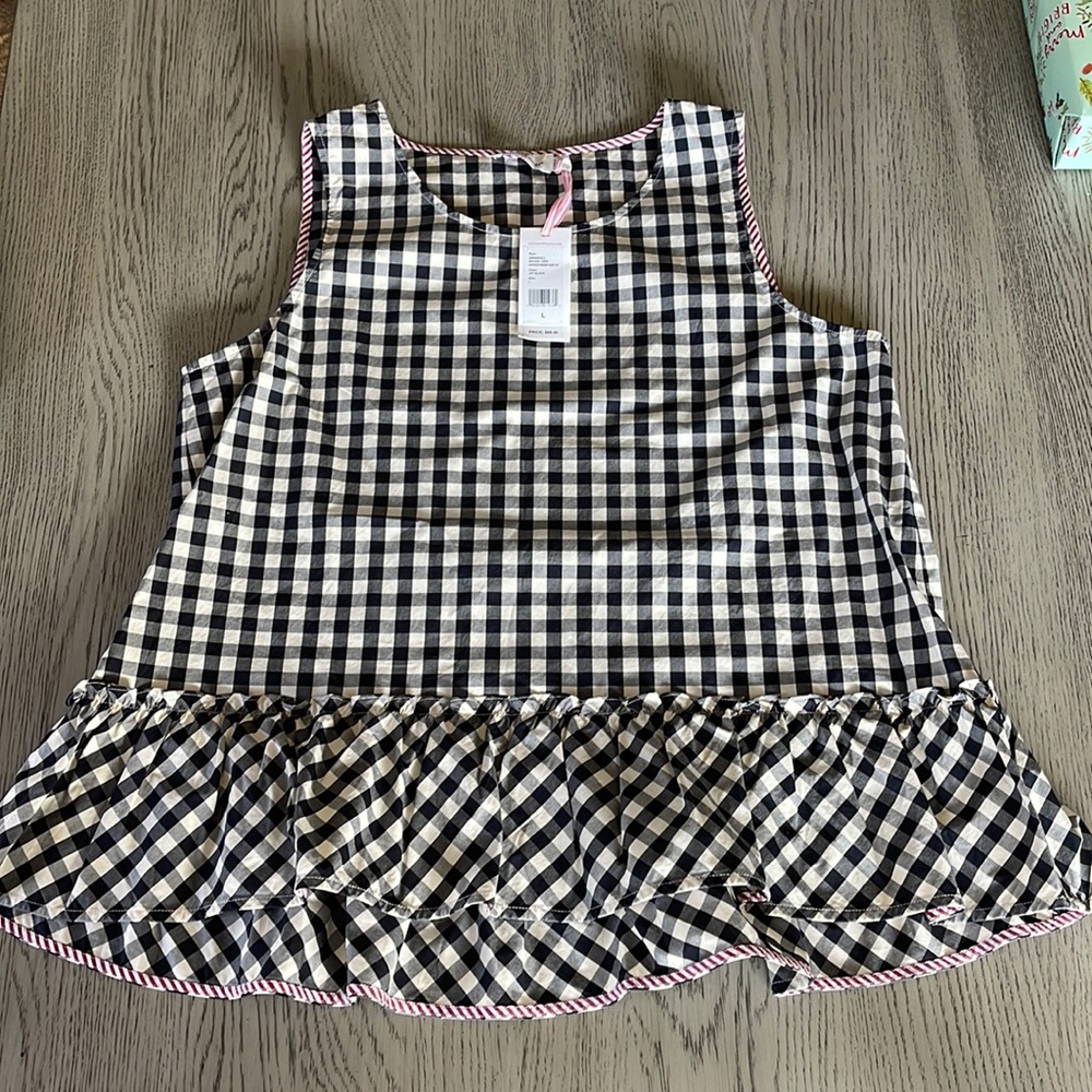 NWT Vineyard Vines Sleeveless Gingham Top Jet Black